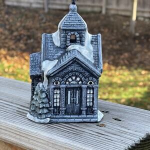 Creepy Gothic Xmas Christmas Haunted House Village Miniature Church Building